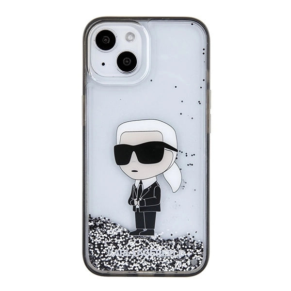 Karl Lagerfeld KLHCP15SLKKNSK iPhone 15 6.1" transparent hardcase Liquid Glitter Ikonik_2