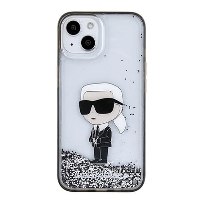 Karl Lagerfeld KLHCP15SLKKNSK iPhone 15 6.1" transparent hardcase Liquid Glitter Ikonik_2