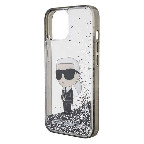 Karl Lagerfeld KLHCP15SLKKNSK iPhone 15 6.1" transparent hardcase Liquid Glitter Ikonik_5