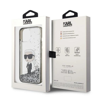 Karl Lagerfeld KLHCP15SLKKNSK iPhone 15 6.1" transparent hardcase Liquid Glitter Ikonik_7
