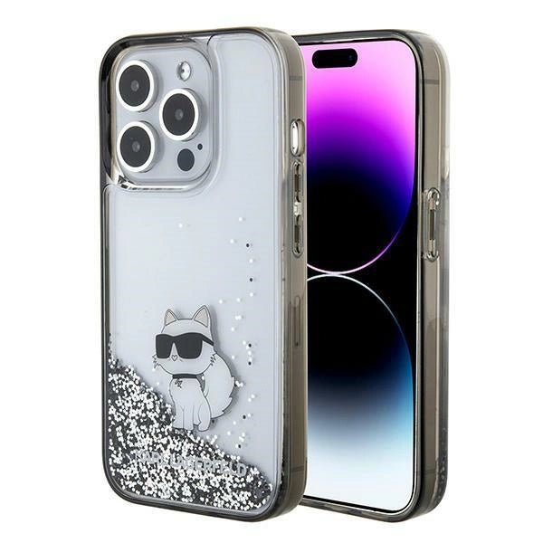 Karl Lagerfeld Liquid Glitter Choupette case for iPhone 15 Pro Max - transparent_0