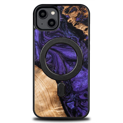 Wood and resin case for iPhone 15 Plus MagSafe Bewood Unique Violet - purple and black_0