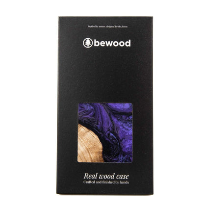 Wood and resin case for iPhone 15 Plus MagSafe Bewood Unique Violet - purple and black_5
