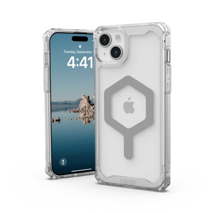UAG Plyo MagSafe case for iPhone 15 Plus - transparent and silver_1