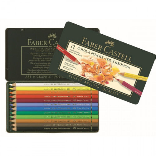 ESTUCHE DE METAL POLYCHROMOS CON 12 LAPICES DE COLORES SURTIDOS FABER CASTELL 110012_0
