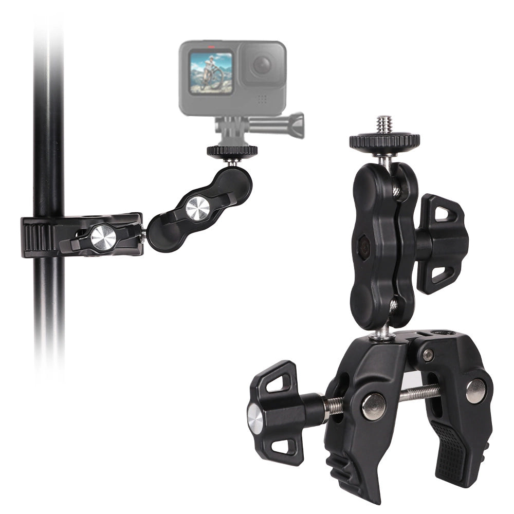 Phone and sports camera holder with clamp_2