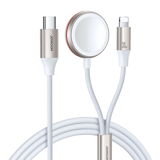 Fast Charging Magnetic Charger 2-in-1 Joyroom S-IW012 30W 1.5m (White)_0
