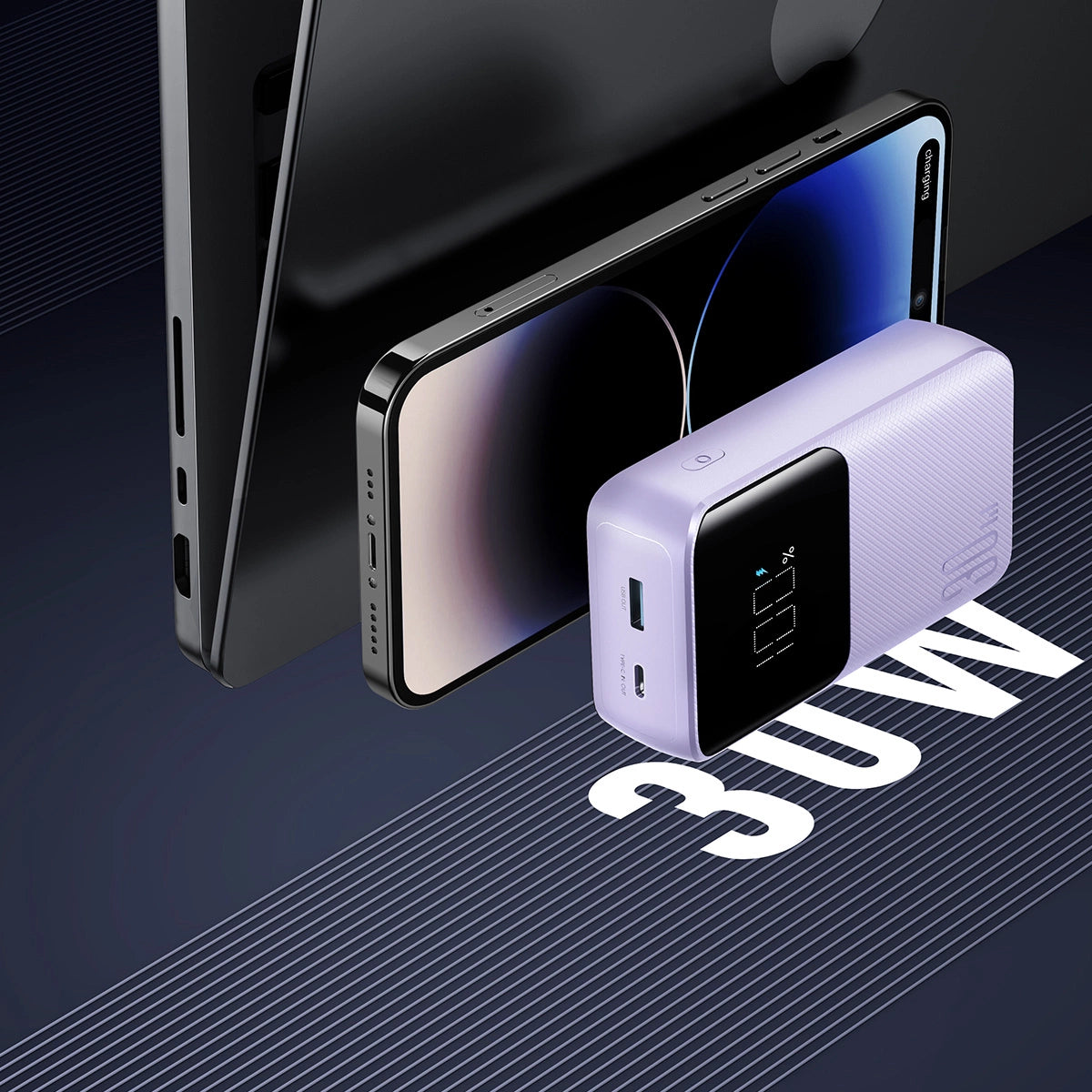 Joyroom JR-PBC06 mini power bank with built-in USB-C / Lightning cables 30W 10000mAh - purple_10