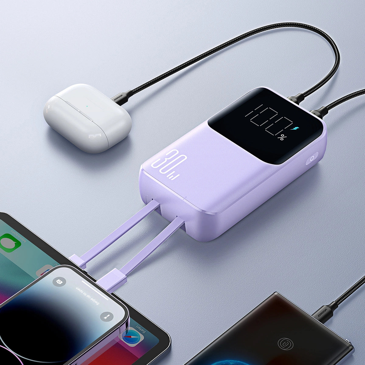 Joyroom JR-PBC06 mini power bank with built-in USB-C / Lightning cables 30W 10000mAh - purple_12