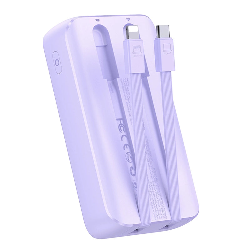 Joyroom JR-PBC06 mini power bank with built-in USB-C / Lightning cables 30W 10000mAh - purple_5