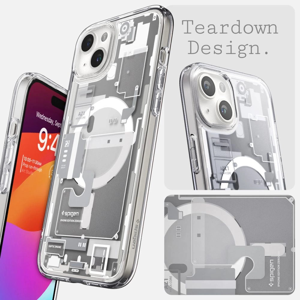 Spigen Ultra Hybrid Mag Case with MagSafe for iPhone 15 Plus - White (Zero One Pattern)_10