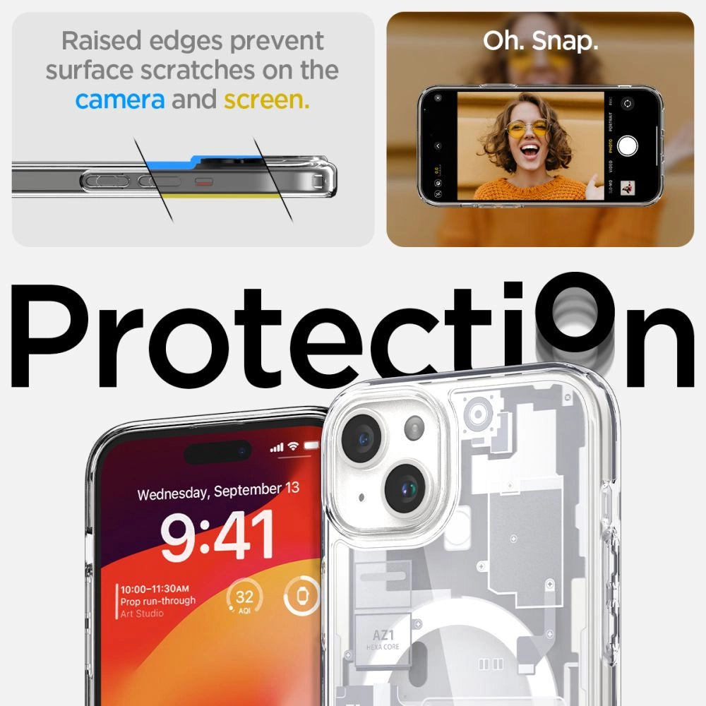 Spigen Ultra Hybrid Mag Case with MagSafe for iPhone 15 Plus - White (Zero One Pattern)_11