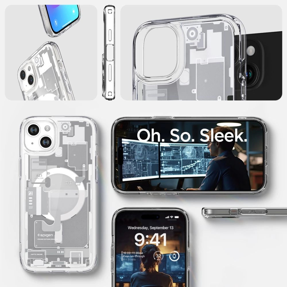 Spigen Ultra Hybrid Mag Case with MagSafe for iPhone 15 Plus - White (Zero One Pattern)_13