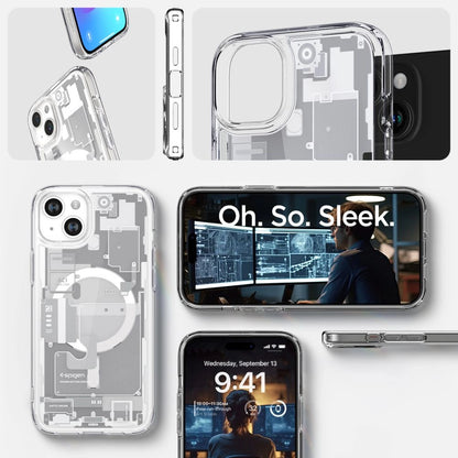 Spigen Ultra Hybrid Mag Case with MagSafe for iPhone 15 Plus - White (Zero One Pattern)_13