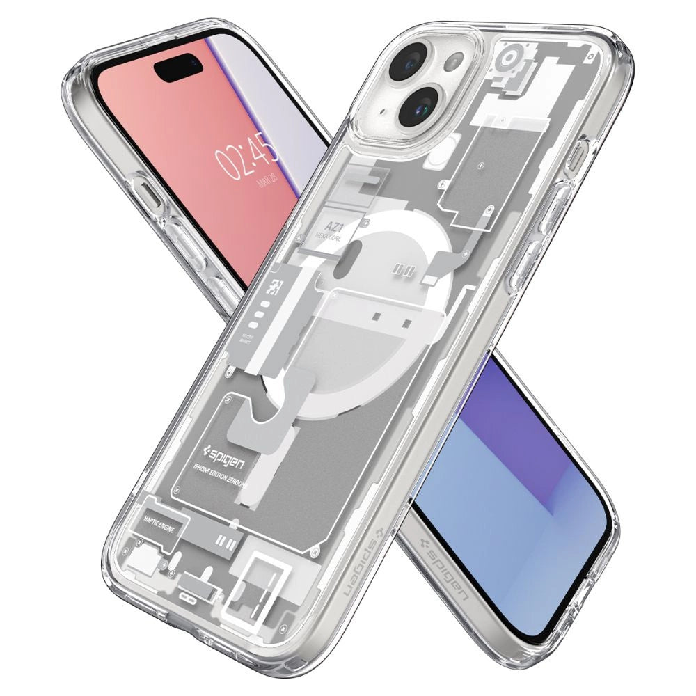 Spigen Ultra Hybrid Mag Case with MagSafe for iPhone 15 Plus - White (Zero One Pattern)_5