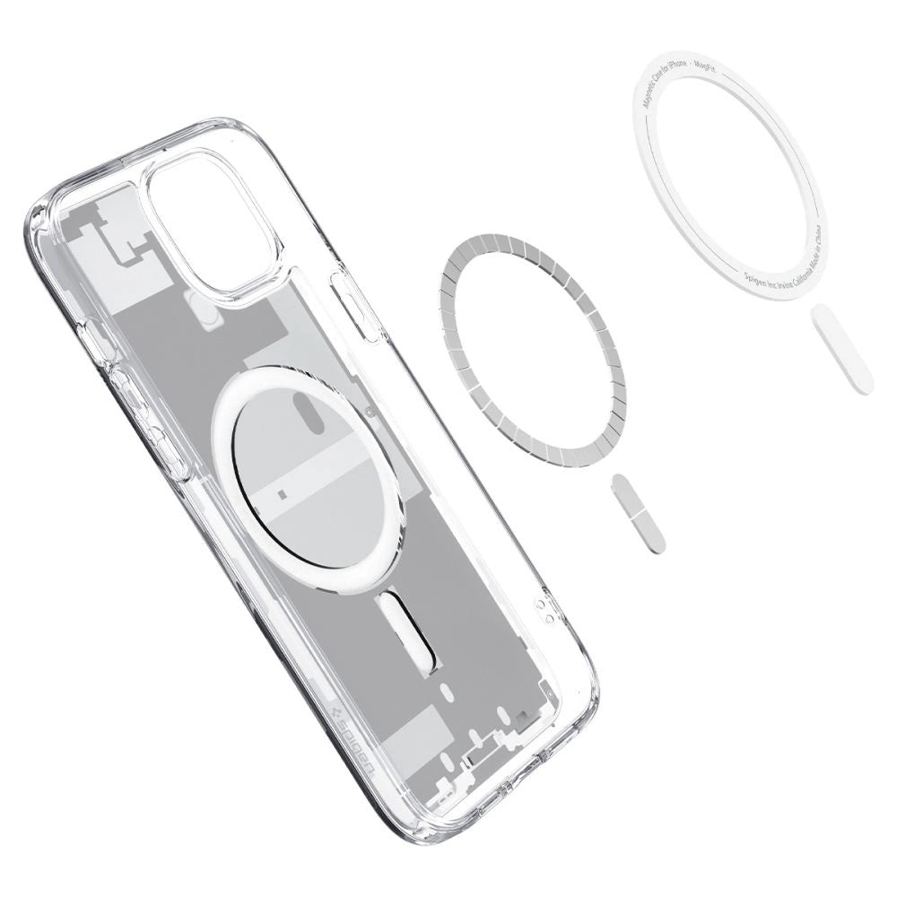 Spigen Ultra Hybrid Mag Case with MagSafe for iPhone 15 Plus - White (Zero One Pattern)_6