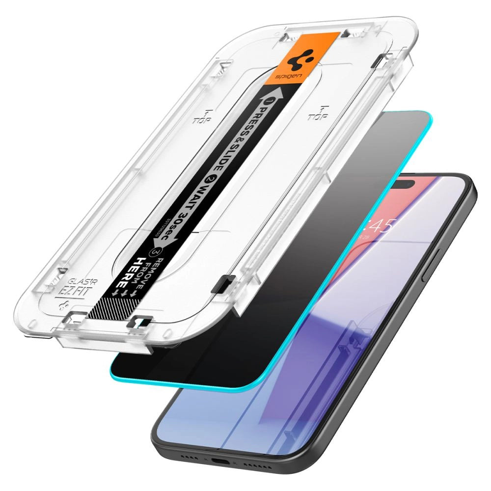 Spigen Glas.tR EZ Fit Privacy Tempered Glass for iPhone 15 / 16_1