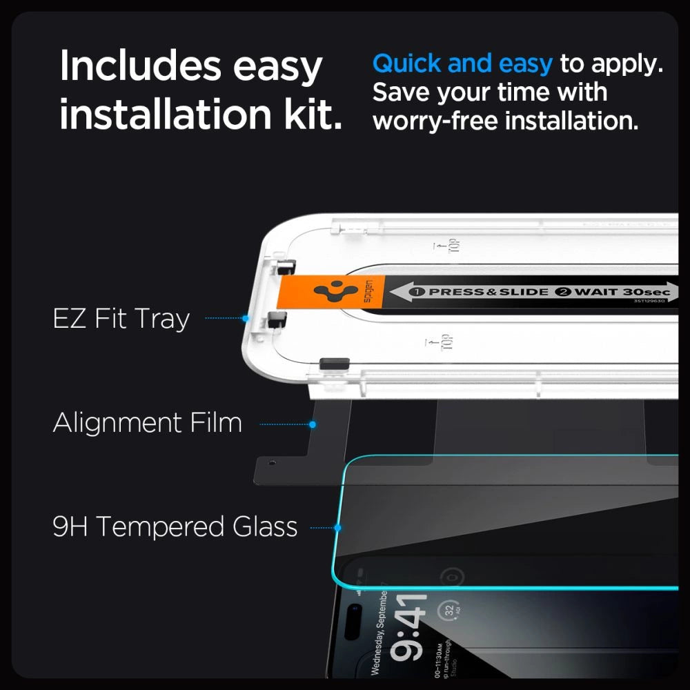 Spigen Glas.tR EZ Fit Privacy Tempered Glass for iPhone 15 / 16_7