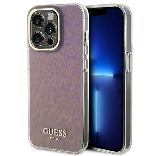 Guess GUHCP15LHDECMP iPhone 15 Pro 6.1&quot; pink/pink hardcase IML Faceted Mirror Disco Iridescent_0