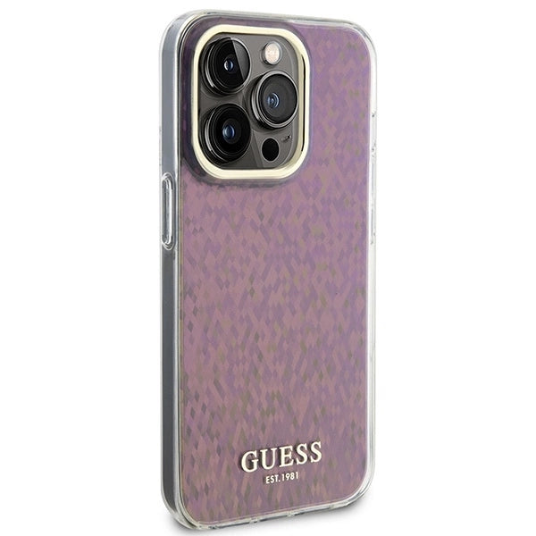 Guess GUHCP15LHDECMP iPhone 15 Pro 6.1&quot; pink/pink hardcase IML Faceted Mirror Disco Iridescent_3