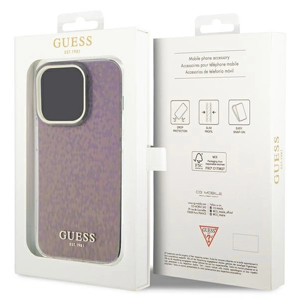 Guess GUHCP15LHDECMP iPhone 15 Pro 6.1&quot; pink/pink hardcase IML Faceted Mirror Disco Iridescent_7