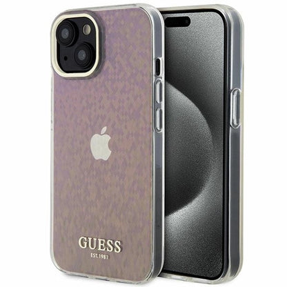 Guess GUHCP15SHDECMP iPhone 15 6.1&quot; pink/pink hardcase IML Faceted Mirror Disco Iridescent_0