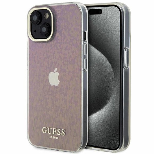 Guess GUHCP15SHDECMP iPhone 15 6.1&quot; pink/pink hardcase IML Faceted Mirror Disco Iridescent_0