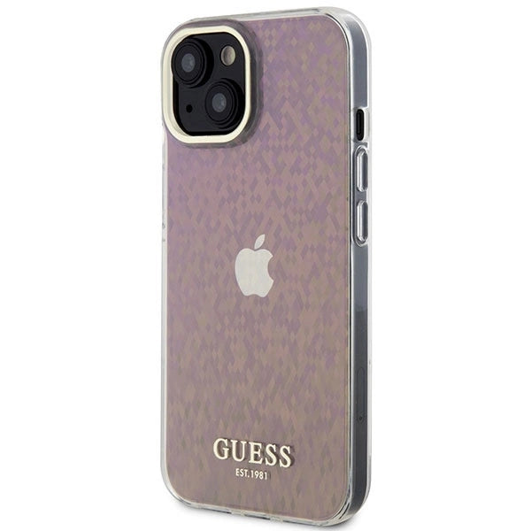 Guess GUHCP15SHDECMP iPhone 15 6.1&quot; pink/pink hardcase IML Faceted Mirror Disco Iridescent_1