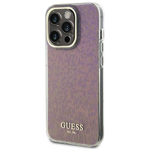 Guess GUHCP15XHDECMP iPhone 15 Pro Max 6.7" pink/pink hardcase IML Faceted Mirror Disco Iridescent_1