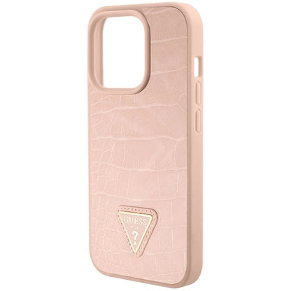 Guess GUHCP15XPCRTHCP iPhone 15 Pro Max pink/pink hardcase Croco Triangle Metal Logo_6