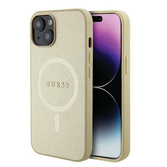 Guess GUHMP15MPSAHMCB iPhone 15 Plus 6.7&quot; gold/gold hardcase Saffiano MagSafe_0