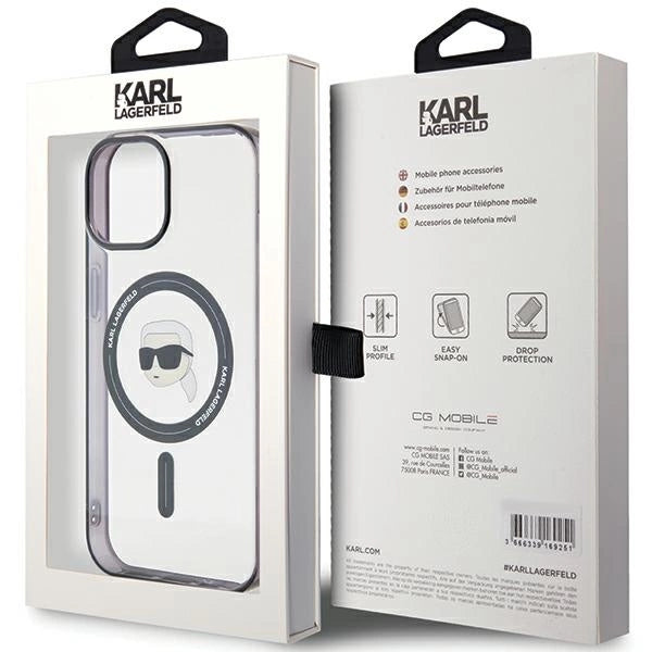 Karl Lagerfeld KLHMP15SHKHNOTK iPhone 15 6.1" transparent hardcase IML Karl`s Head MagSafe_7
