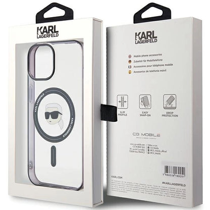 Karl Lagerfeld KLHMP15SHKHNOTK iPhone 15 6.1" transparent hardcase IML Karl`s Head MagSafe_7