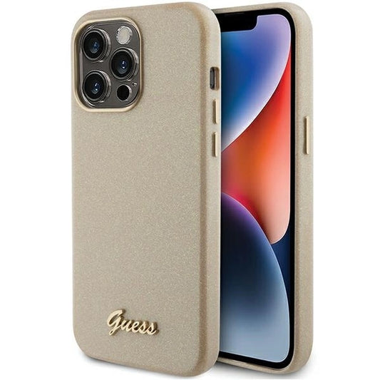 Guess Glitter Glossy Script case for iPhone 15 Pro - gold_0