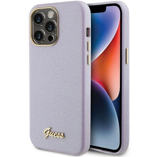 Guess Glitter Glossy Script case for iPhone 15 Pro - lilac_0