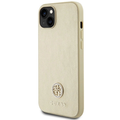 Guess Leather 4G Metal Logo Strass case for iPhone 15 - gold_1