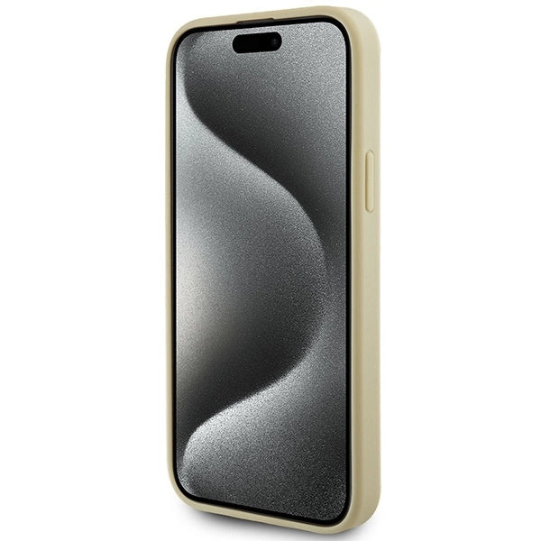 Guess Leather 4G Metal Logo Strass case for iPhone 15 - gold_4