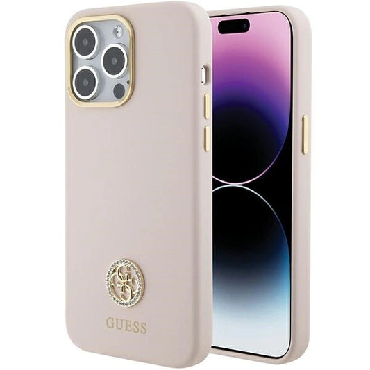Guess Silicone Logo Strass 4G case for iPhone 15 Pro Max - pink_0