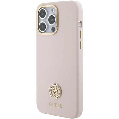 Guess Silicone Logo Strass 4G case for iPhone 15 Pro Max - pink_1