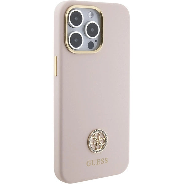 Guess Silicone Logo Strass 4G case for iPhone 15 Pro Max - pink_3