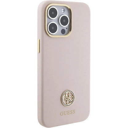 Guess Silicone Logo Strass 4G case for iPhone 15 Pro Max - pink_3