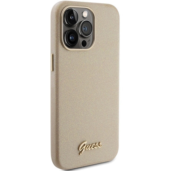 Guess Glitter Glossy Script case for iPhone 15 Pro Max - gold_3