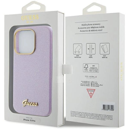 Guess Glitter Glossy Script case for iPhone 15 Pro Max - lilac_7