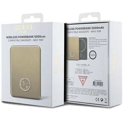 Guess MagSafe 4G Strassed Metal Logo induction power bank 15W 5000mAh - gold_4