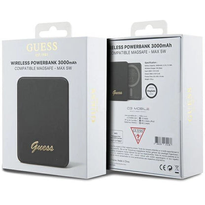 Guess MagSafe Metal Script Logo induction power bank 5W 3000mAh - black_4