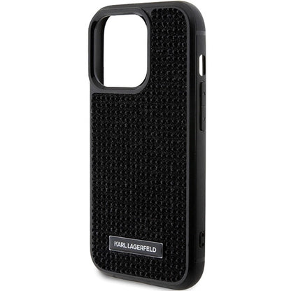 Karl Lagerfeld Rhinestone Logo Metal Plate case for iPhone 15 Pro - black_5