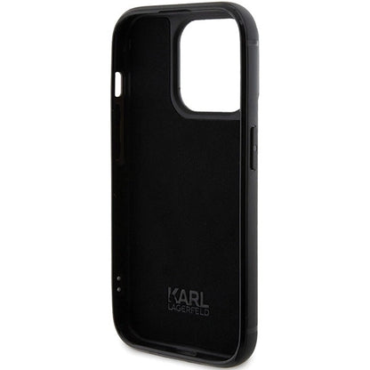 Karl Lagerfeld Rhinestone Logo Metal Plate case for iPhone 15 Pro - black_6