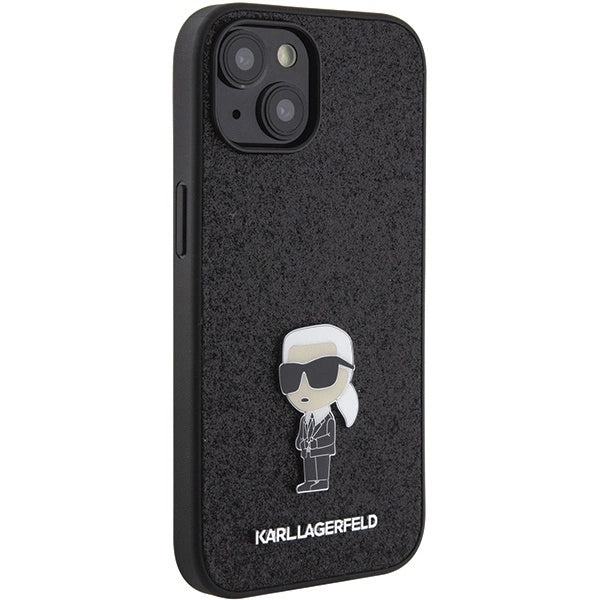 Karl Lagerfeld Fixed Glitter Ikonik Logo Metal Pin case for iPhone 15 - black_3