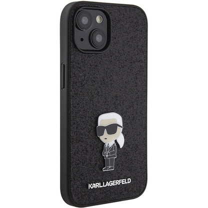 Karl Lagerfeld Fixed Glitter Ikonik Logo Metal Pin case for iPhone 15 - black_3