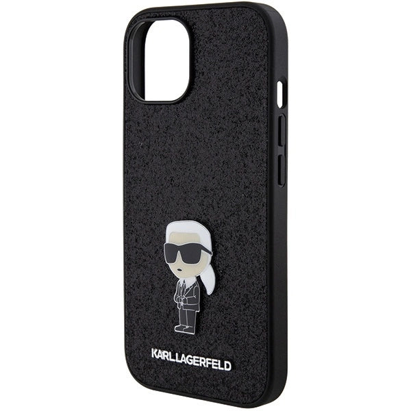 Karl Lagerfeld Fixed Glitter Ikonik Logo Metal Pin case for iPhone 15 - black_5
